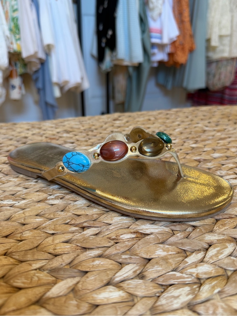 Farasha Gold Flip Flop Sandals |BILLINI